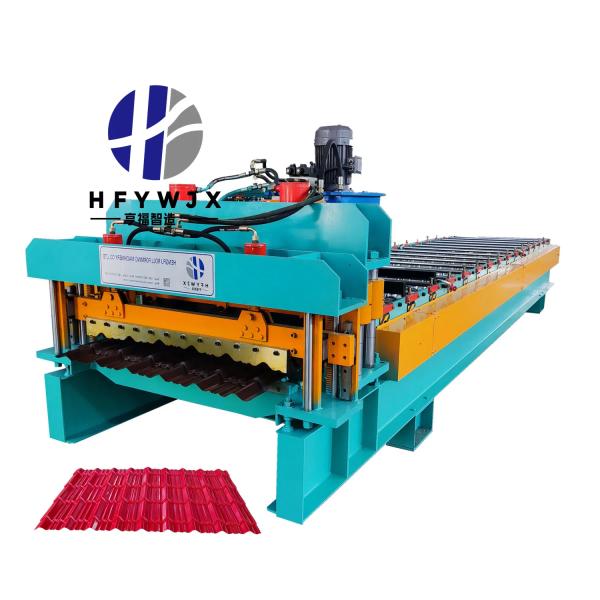 Durable 16 Roll Forming Stations Glazed Tile Roll Forming Machine with PLC Control and Hydraulic Pressure Transmission