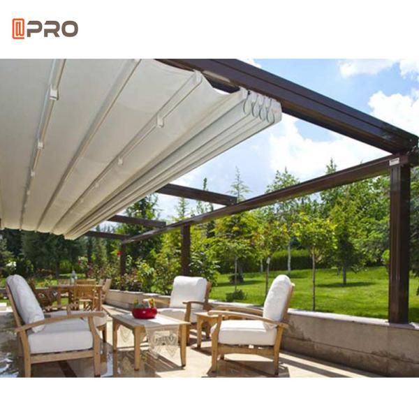 Customized Modern Aluminium Pergola Waterproof Sunshade Retractable Adjustable Pvc Roof