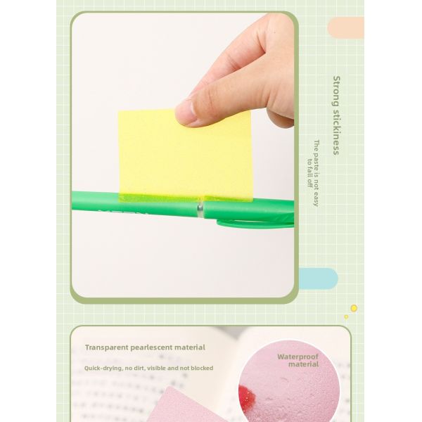 High-Appearance Colorful School Paper Sticky Notes for Students Pearlescent Transparent Self-Adhesive Memo Pad