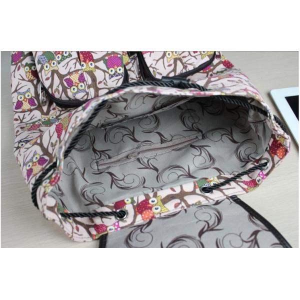 European and American cloth national wind shoulders rucksack diamond owl pattern leisure travel