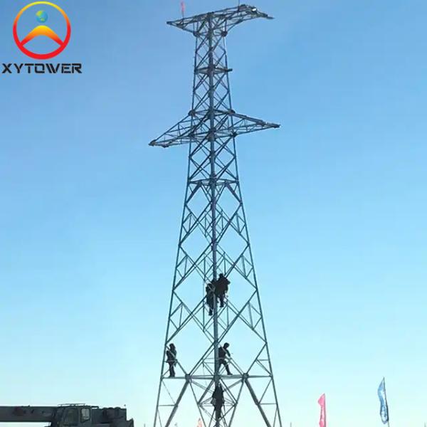 Galvanized Q235/Q355 Angle Steel Single Circuit Lattice Electrical Transmission Pylon Tower