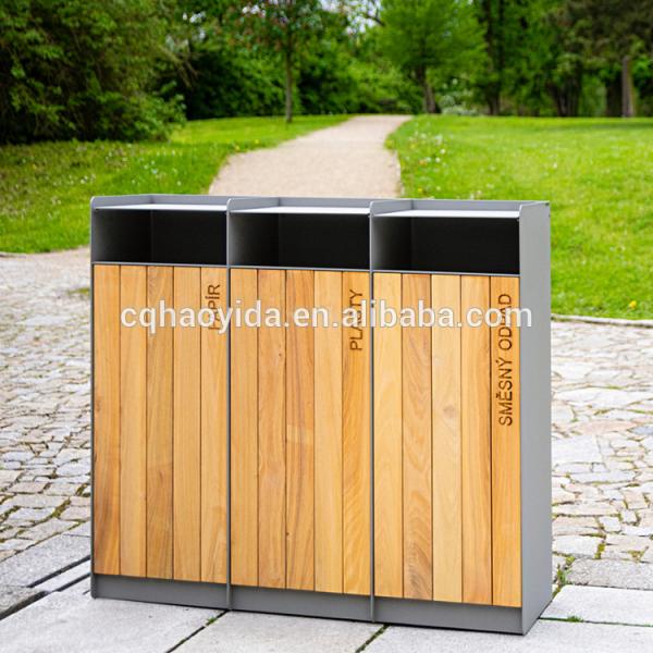 Poubelle commerciale de la poussière de poubelle de bac de recyclage en bois en acier extérieur en métal