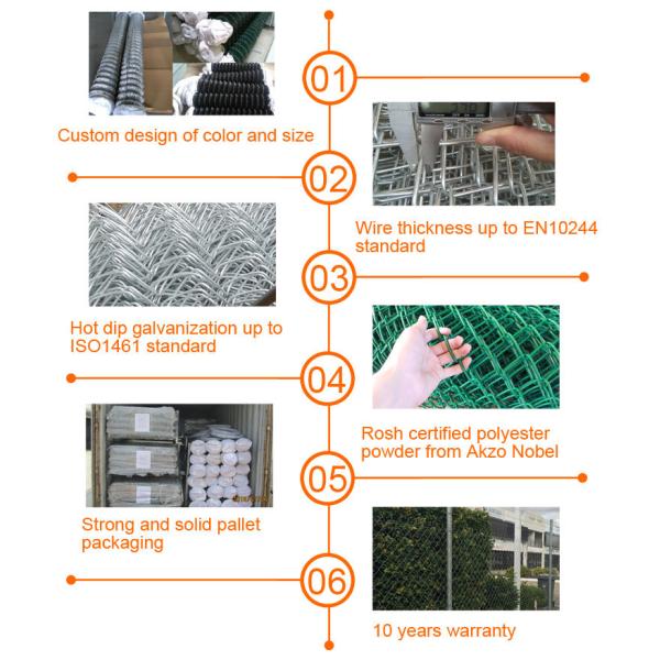Металл 6 футов сетки звена цепи ограждая Pvc горячего погружения гальванизированный покрыл