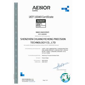 Shenzhen Chuangyi Precision Hardware Co., Ltd. Certifications