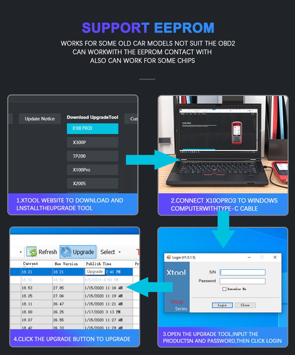 XTOOL X100 Pro3 Профессиональный программист автоматического ключа Добавьте EPB, ABS, TPS Функции перезагрузки Бесплатное обновление