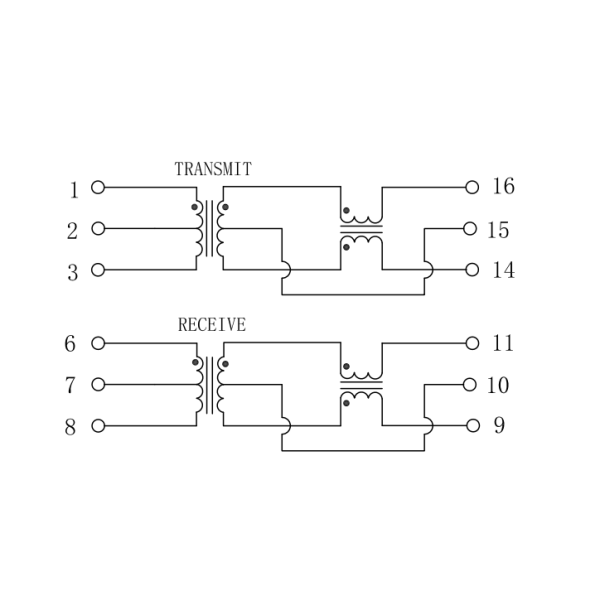 HB1601SNL 10/100Base-T SMD Ethernet Isolation Transformer SOP-16