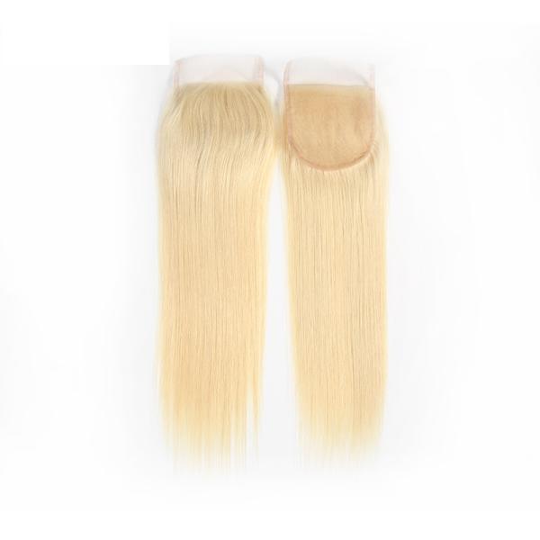Real Brazilian Hair #613 Blonde Color Straight Swiss Lace Closure With Baby Hair