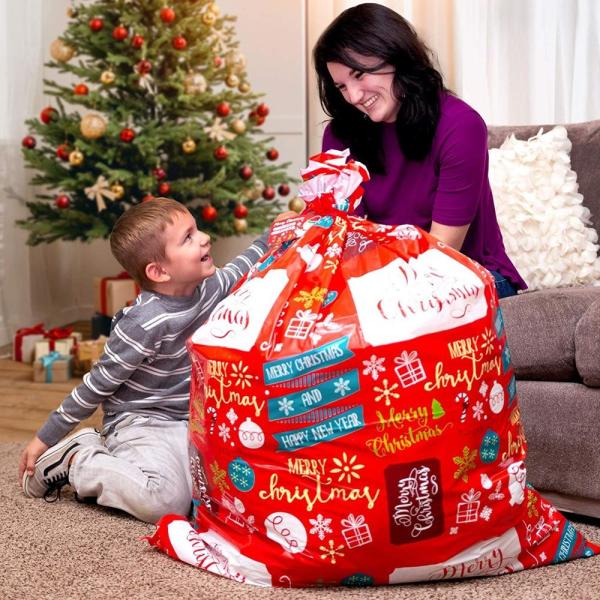 Large Colorful Plastic Gift Wrap Bags For Christmas Decoration OEM / ODM Support