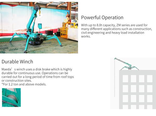 ZHONGMEI Blue Diesel CraneElectric start Spider Crane  12v 45AH 1.2t Tracked Spider Crane