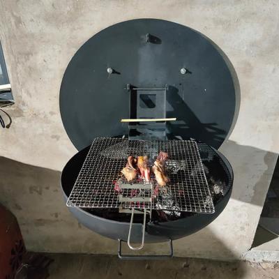 Rustic 80cm Wood Burning Fire Pits Wall Mounted Barbecue Grill Corten Steel Wall Hanging Grill