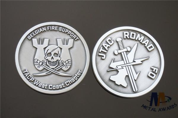 Custom Made Souvenir Coins , Skull Relief Coins Antique Sliver Plated No Colors