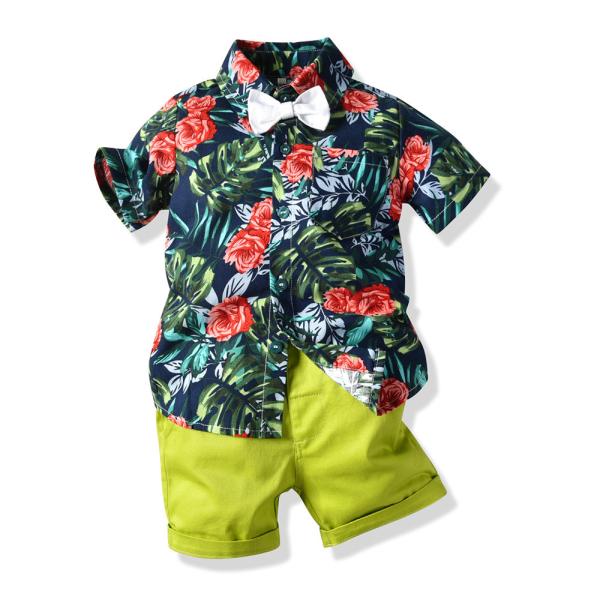 Short Sleeved Children's Outfit Sets Summer Shorts Cotton Kids Clothing