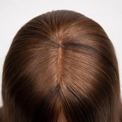 Perruques médicales en silicone noir naturel, 16 pouces, avec bonnet en silicone et cheveux humains