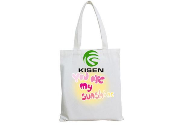 Durable Thick Organic Cotton Canvas Bags , Logo Printed White Cotton Tote Bag