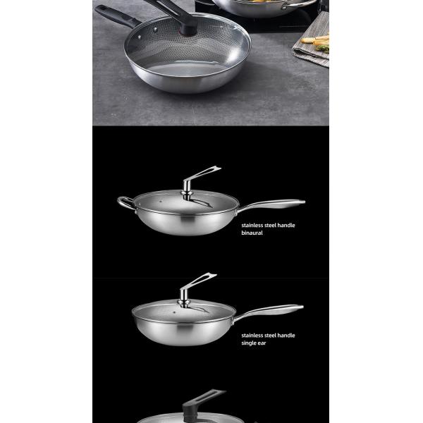 Direct Selling Kitchen 32cm 34cm Stainless Steel Honeycomb Fry Pan Non-stick Frying Pan