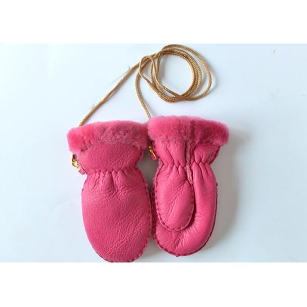 Теплые уютные неподдельные Миттенс овчины ребят/девушек с лентой на зима