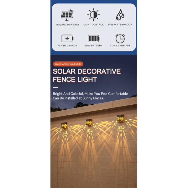 Outdoor Ambiance Solar Decorative Wall Light 1.2V IP65 ABS Plastics Material