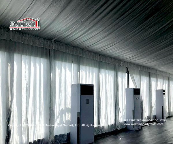 10m Span Sport Event Tents With Roof Lining Curtain Tempered Glass Walls