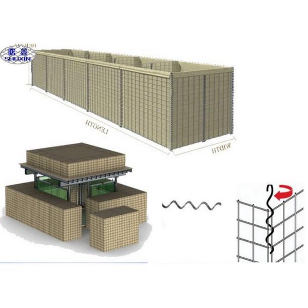 Barreras militares de la pared de Gabion llenadas de la arena o de las rocas
