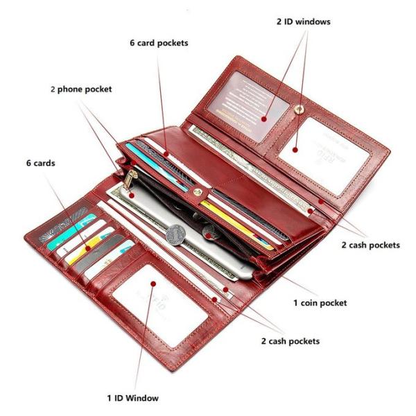 Cartera de cuero auténtica personalizada del clip triple del dinero de las mujeres RFID