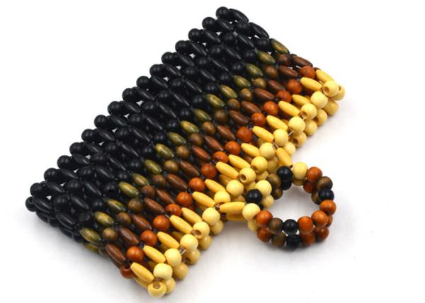 Custom Hand Made Wooden Beaded Evening Clutch Bags For Fashionable Ladies