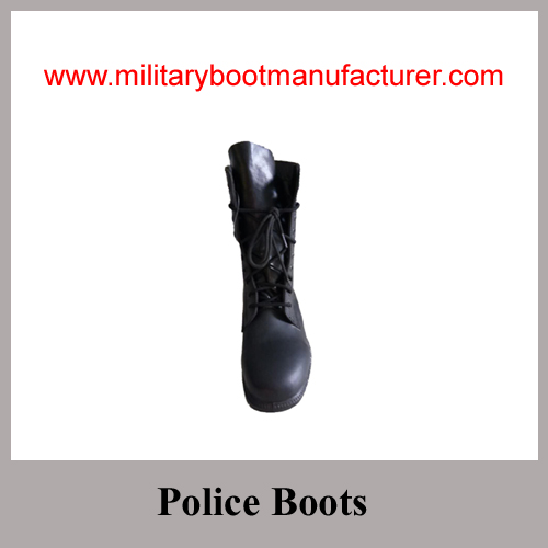 Wholesale China Made Black Grain Leather Cement Workmanship Police Combat Boot