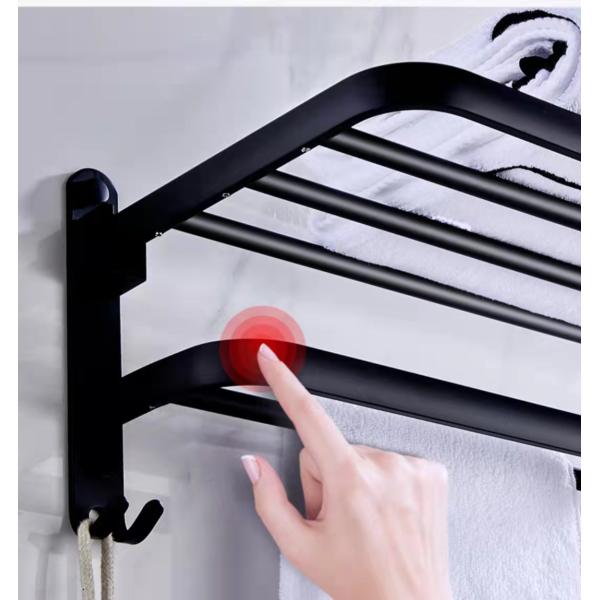 Modern Design Black Towel Rack Bathroom Set Accessories Flexible Installation Advantage