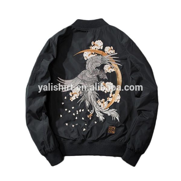 Winter Waterproof Embroidery Mens Flight Jacket Slim Fit Type Moisture Wicking