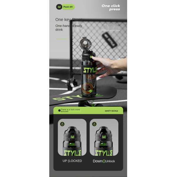 Lightweight 700ml 900ml Space Men And Women Sports Large Workout Water Bottle With Straw Outdoor Rock Climbing Water Bottle Easy To Carrry