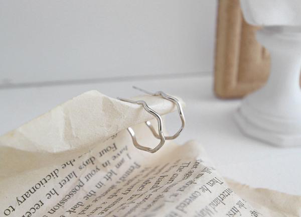 Lanciashow 925 Sterling Silver Gold Plated Hoop Earrings Semicircle Wavy Shape