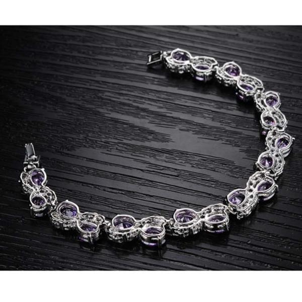 Women Platinum Plated Purple Cubic Zirconia Bracelet Wedding Jewelry(JDS924PURPLE)