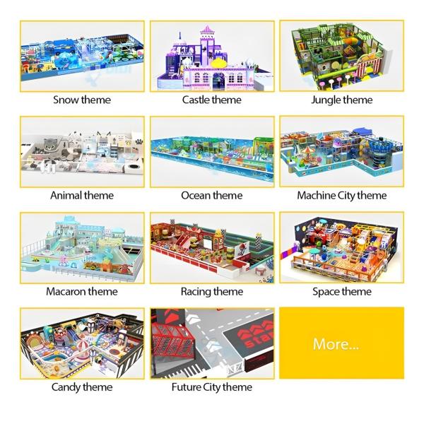 1000 mètres carrés d'équipements de terrain de jeux pour enfants intérieurs à thème vert