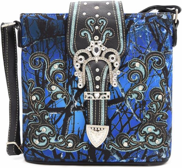 Camouflage Rhinestone Cross Pistol Buckle Western Crossbody Handbags Cowgirl Country Studded Purse Women Single Shoulder