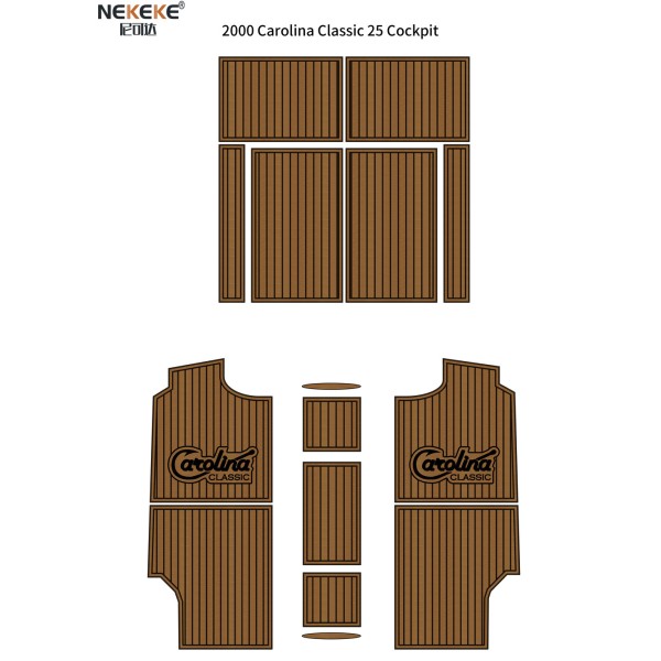 2000 Carolina Classic 25 Fishing Boat Cockpit Floor Mat EVA Faux Teak Marine Decking Pad