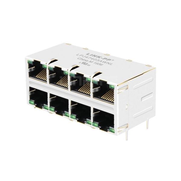 LPJ47403AWNL 10/100 Base-T 2X4 Port Ethernet RJ45 Jacks Tab Up Green/Green LED