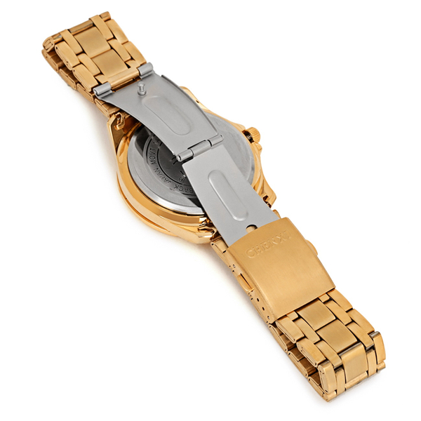 050DC Black White Golden Wristwatches Man 050DC Stainless Steel Band Full Gold Watch