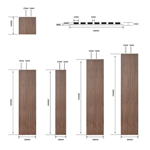 OEM Eco-Friendly Soundproof Wooden Acoustic Slat Wall Panel with 21mm Thickness for Music Room Studio