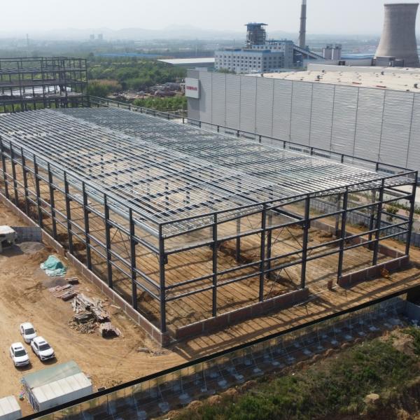Prefab Steel Structure Building With Overhead Crane / Steel Frame Workshop Buildings