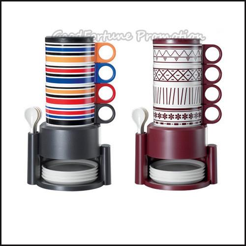 customed promotion stacked 4pcs set Eco coffee water milk mug cup with sppoon and saucer