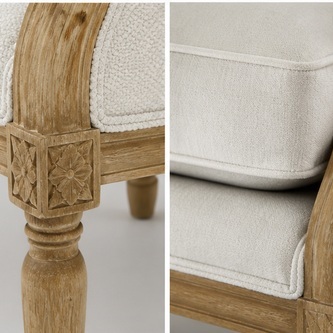 French Neoclassical Solid Wood Upholstered Loveseat, 2-Seater LG-5008