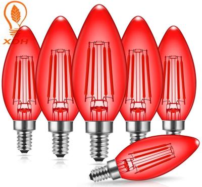 ampola vermelha colorida vermelha dos candelabros do partido de 4W Edison Bulbs 2400K C35 E12