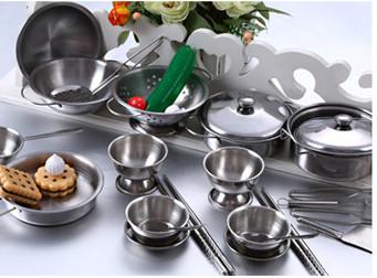 Fascinating  stianless steel kitchenware set for kids & children's toys& stainless steel toy