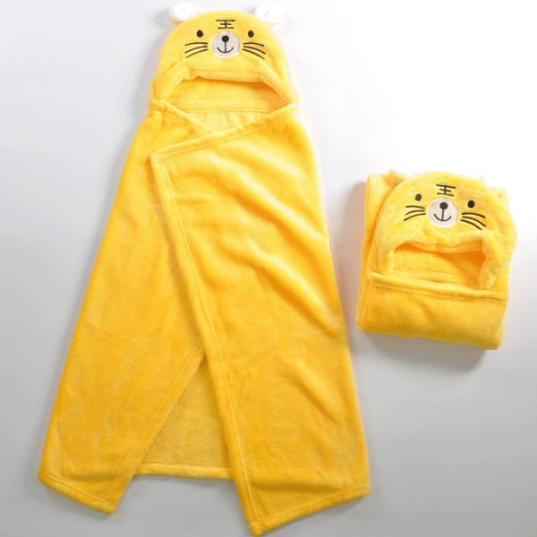 Yellow Tiger Cuddly Buddies Hooded Wrap Throw 100 Polyester Wrap Around Heated Blanket