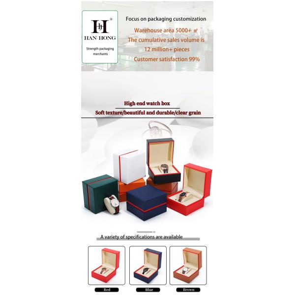 Soft Handy Stylish PU Leather Watch Packaging Box Red Edge Storage Case for Gift