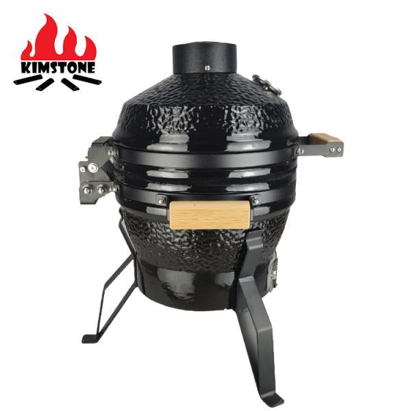 KIMSTONE Red Small  Egg Shaped  Indoor Charcoal Ceramic Table  Bbq Griller ,stainless Steel Table Kamado