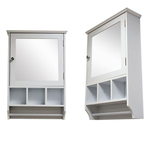 MDF Panel OEM Wall Mounted Antique Mirror Cabinet 5 Wood Compartment