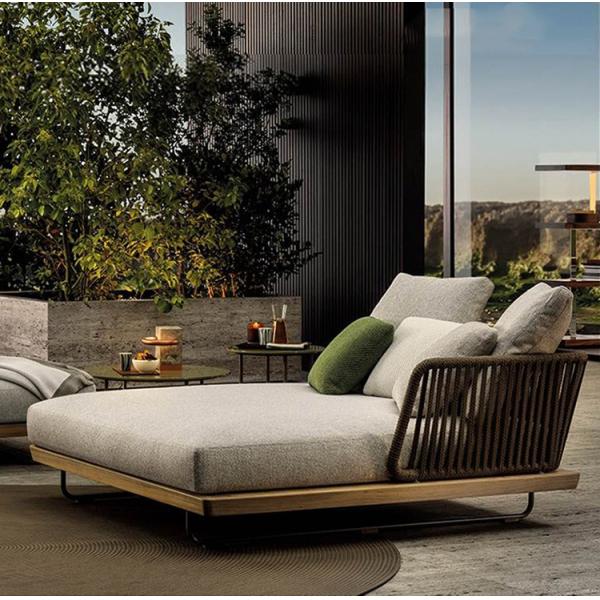 Modern Patio Sectional Outdoor Furniture with Cushioned Rattan Sofa Bed in Bali Style