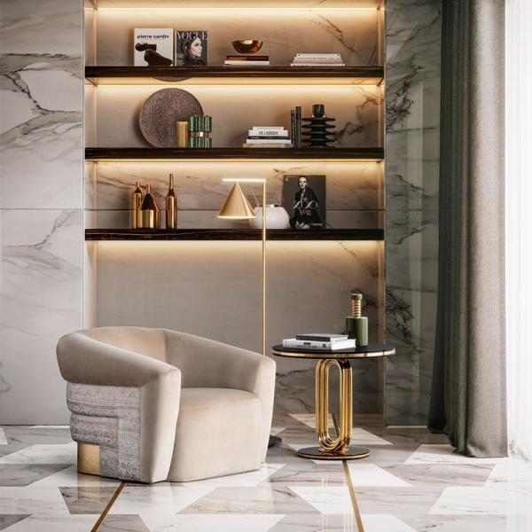 Bright Gold Creative Lounge Side Table Metal Round Coffee Table For Hotel Office