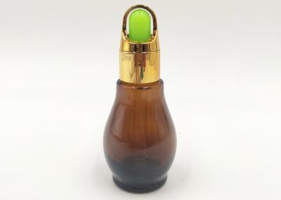 30ml Amber Color Glass Cosmetic Bottles With Golden Cap For Essential Oil