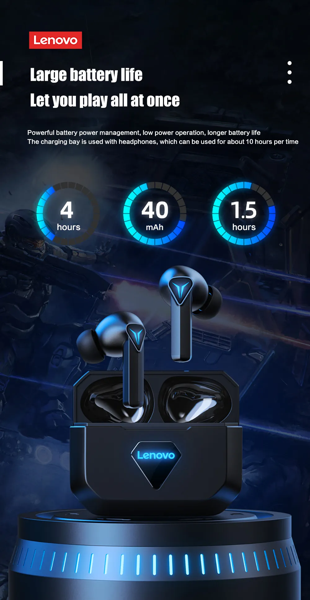 Lenovo GM6 Game Wireless Earbuds Waterproof TWS 300mAh For Sports